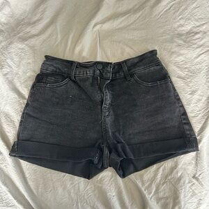 Time and Tru Black Rolled Cuff Denim Shorts